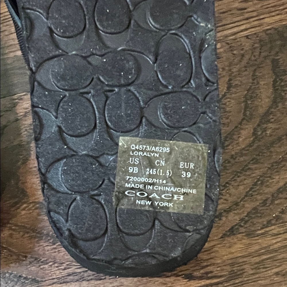 Coach Black Flip Flops with Silver Bow Accent - Picture 7 of 10